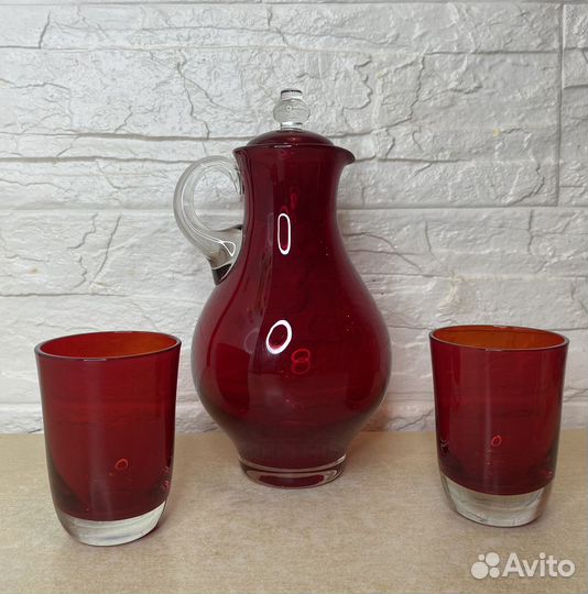 Графин со стаканами рубиновое стекло СССР