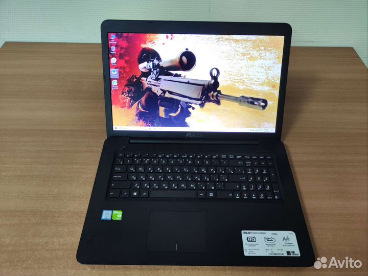Большой игровой ноутбук Asus 17 / 12gb / ssd