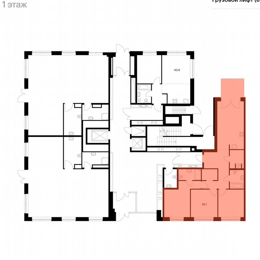 3-к. квартира, 89,1 м², 1/7 эт.