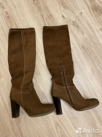 Ботфорты кожаные, велюр