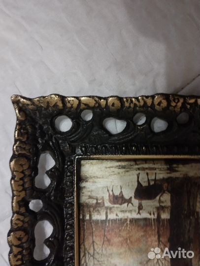 Картина Италия шелк в бонзе времён СССР