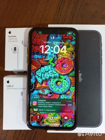 iPhone 11 128gb зарядка наушники блок
