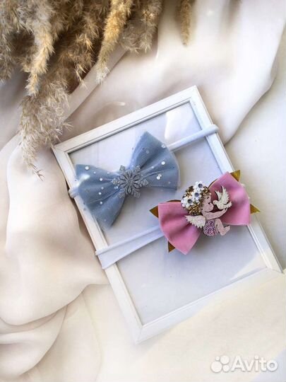 Новогодние повязки ободки бантики заколки