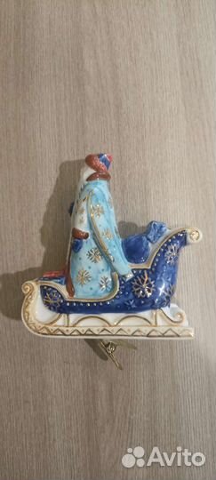 Ёлочная игрушка Дед Мороз на санях