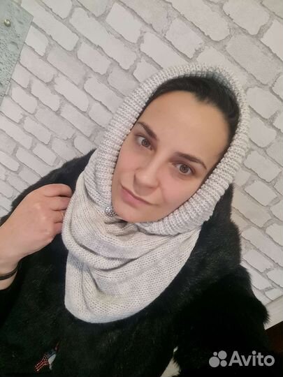 Капор женский новый, капор-капюшон с шарфом, шапка