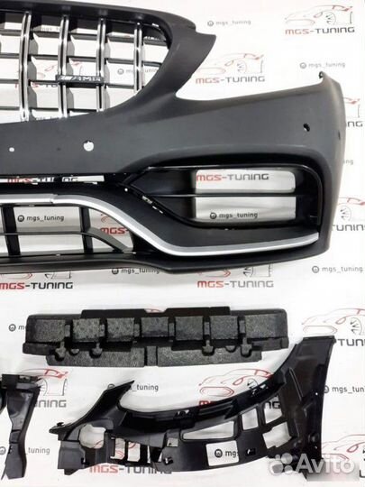 Бампер с решеткой C63 AMG на C-Class W205 Рест