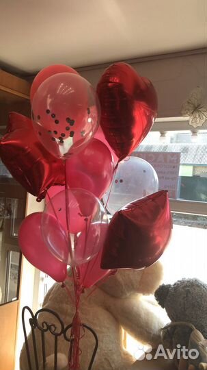Сердце гелиевые.Водопады из шаров.Воздушные шарики