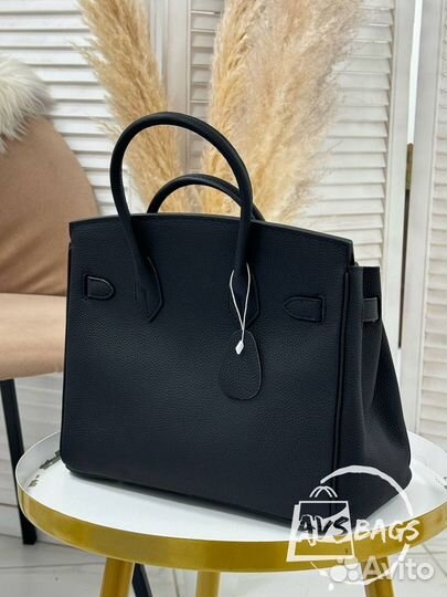 Сумка Hermes Birkin 30 черная кожа серебро