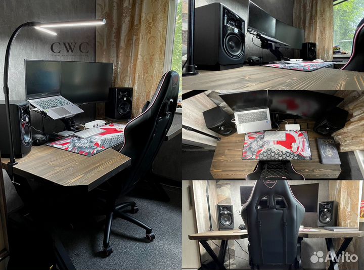 Компьютерный стол лофт из массива дерева