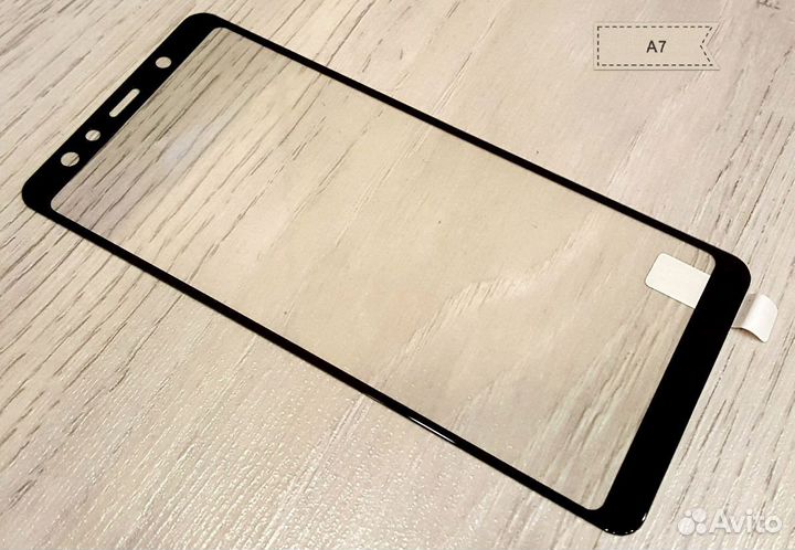 Защитное стекло на samsung A7 2018 чёрное