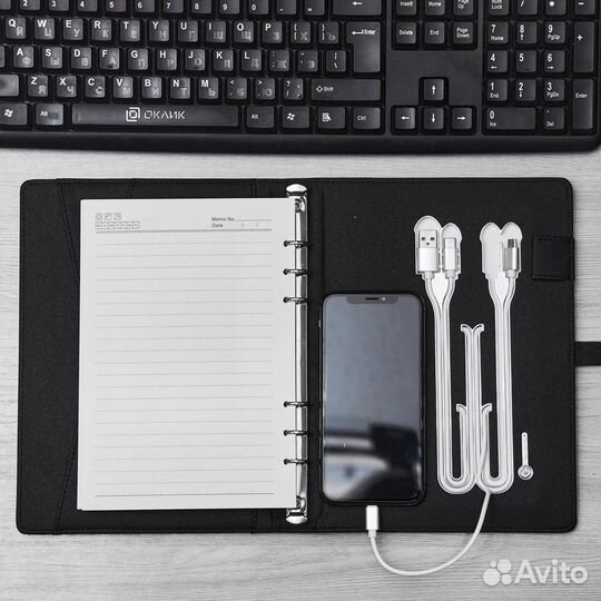 Смарт-ежедневник (беспроводная зарядка + флешка)