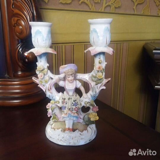 Антикварные фарфоровые подсвечники Германия 19 век