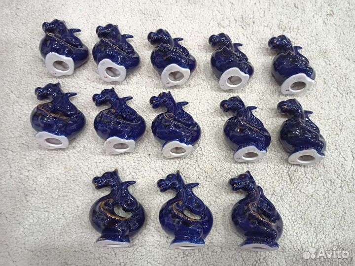 Фарфор статуэтка Дракон кобальт золото Вербилки