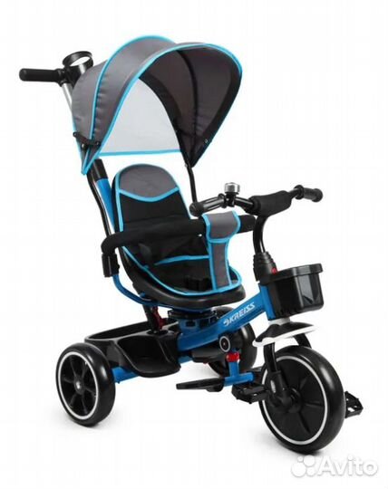 Новый Велосипед трехколесный Kreiss с тентом синий