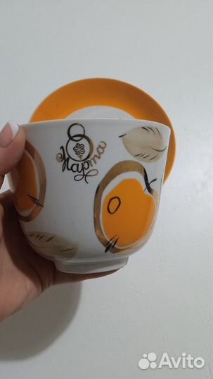 Кружка и блюдцеДулево большая 500мл Золотое яблоко