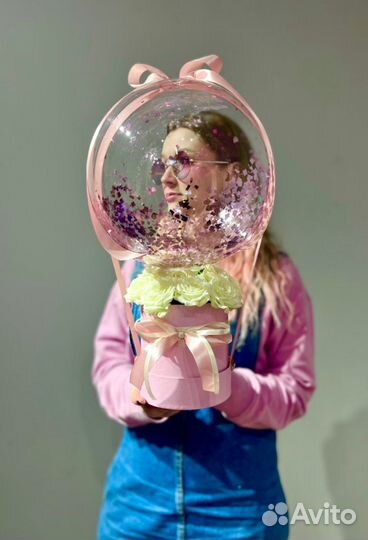 Бабл бокс с цветами для девочки#575