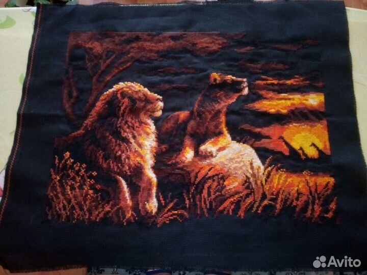 Картина:Львы- закат