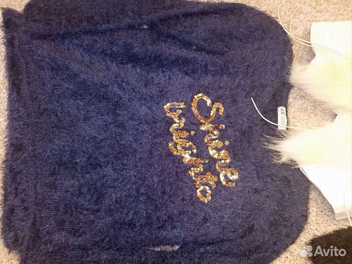 Кофта травка и жилет меховой на девочку 152-158