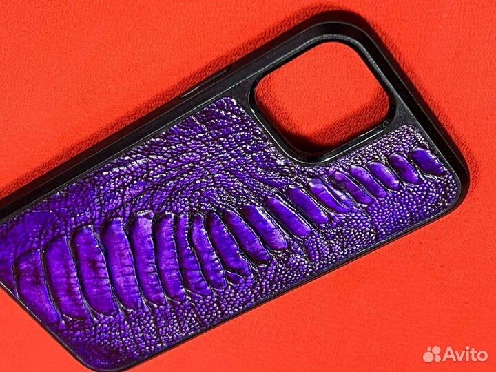 Чехол для телефона iPhone12 и 12 про кожа страуса