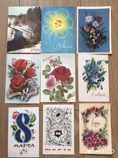 Открытки цветы, 8 марта и др-чистые СССР