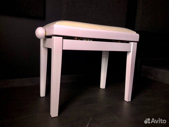 Банкетка для пианино регулируемая белая (Новая)