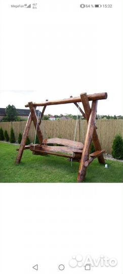 Качели из дерева, для сада и дома