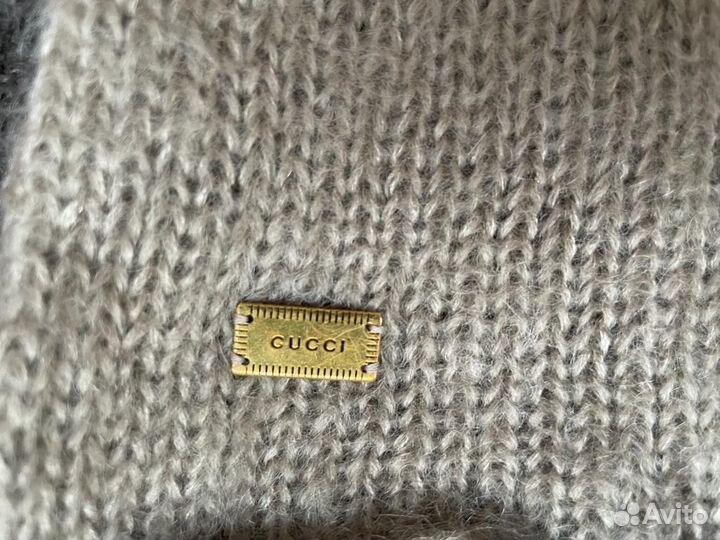 Шарф теплый кофейно-бежевый Gucci