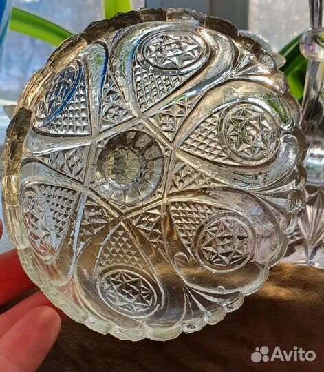 Ваза на ножке старинное стекло