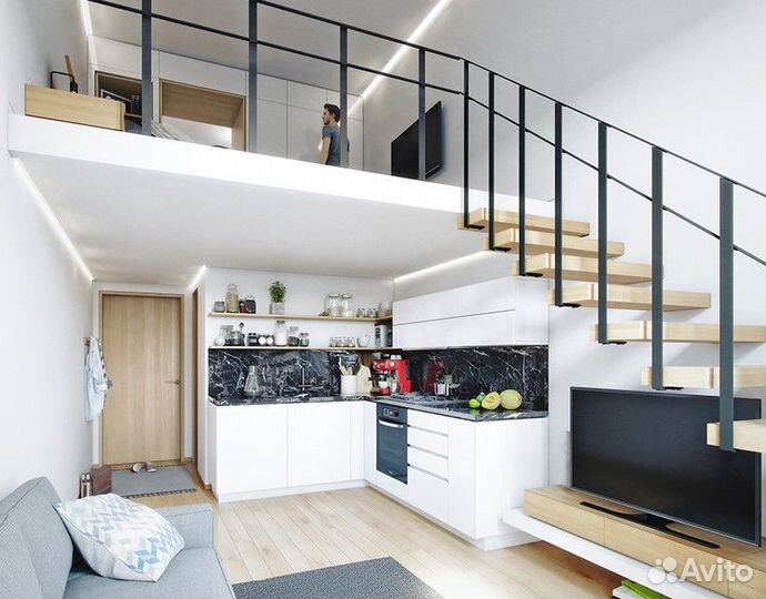 Мезонин, антресольный этаж из металла для квартиры