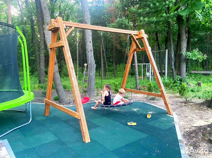 Детские качели уличные деревянные от производителя