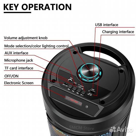 Колонка большая напольная Bluetooth с караоке