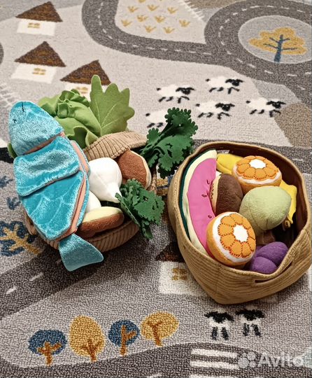 Детские развивающие игрушки овощи фрукты мягкие