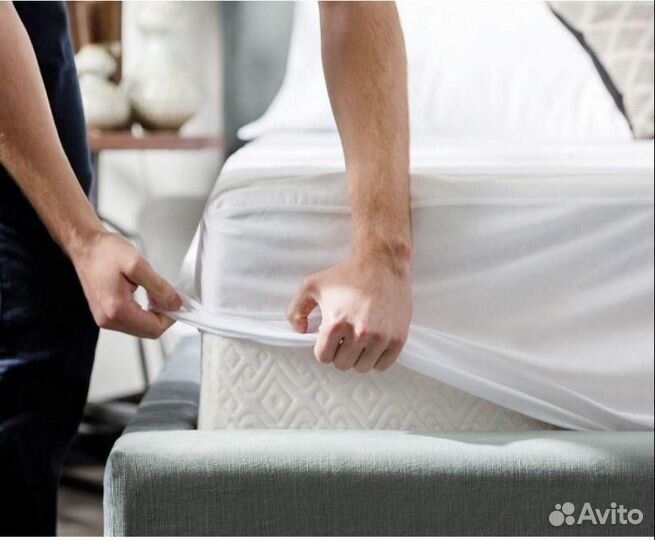 Наматрасник непромокаемый 2x cпальный на резинке