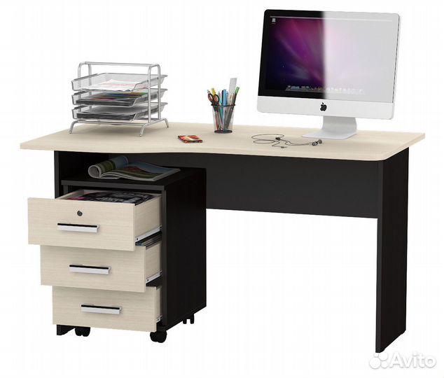 Письменный стол мд 1.04Т с подкатной тумбой цвет в