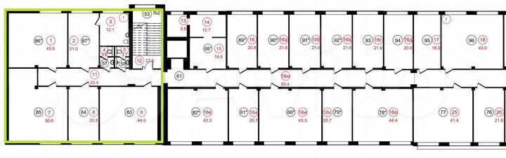 Блок офисов без вложений, 190.6 м²