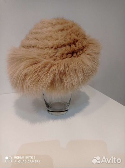 Шапка женская, меховая, вязанная