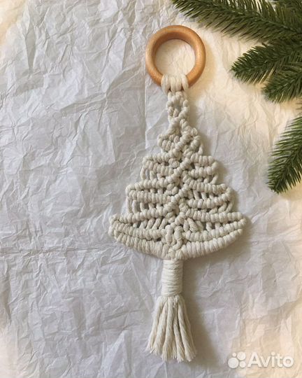 Новогодние игрушки елки макраме