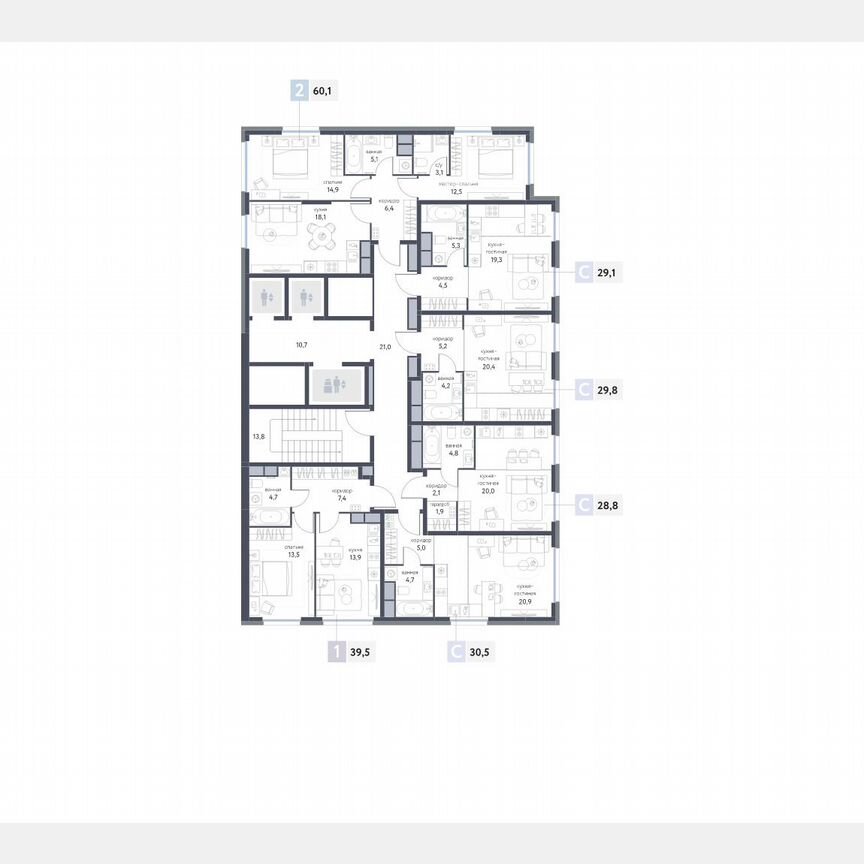 Квартира-студия, 30,5 м², 17/25 эт.