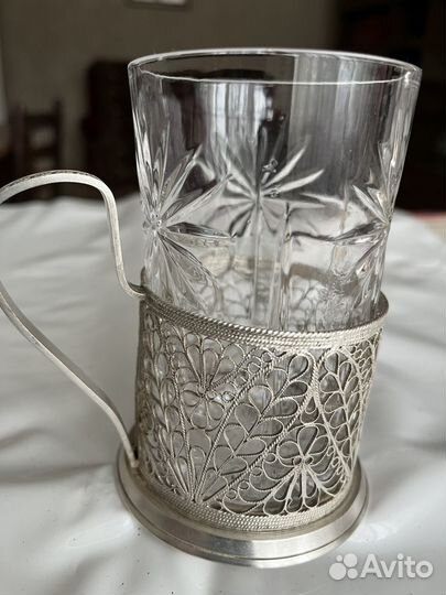 Подстаканники СССР, винтаж, мельхиор с серебром