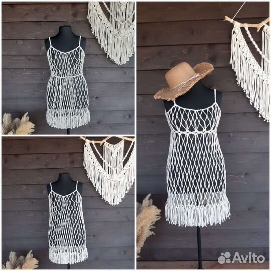Платье сетка макраме