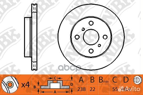 Диск тормозной передний NiBK RN1250 Япония 1/4