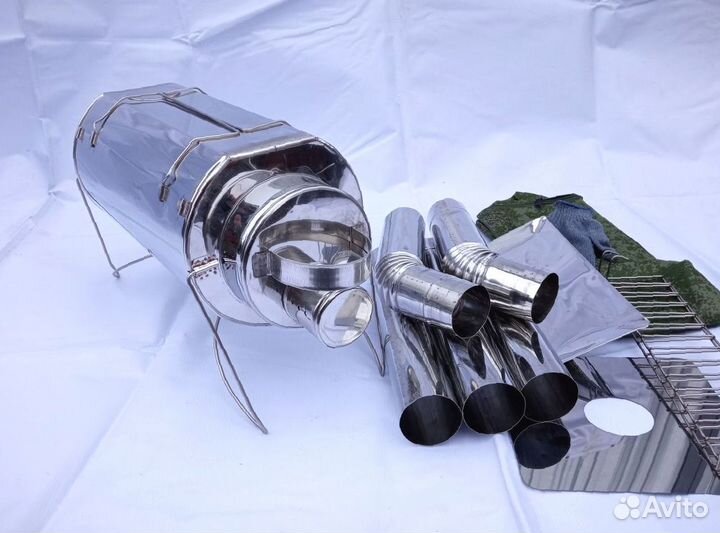 Печь туристическая Кабанчик на 15 л. с решетками