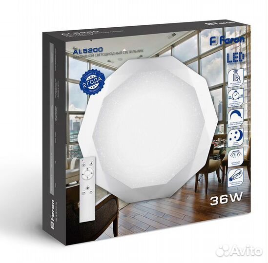 LED светильник пульт Feron AL5200 60W 3000К-6000K