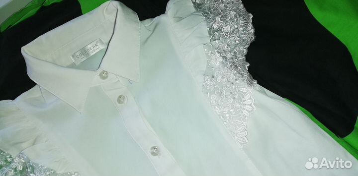 Блузка белая для стройной девочки 122/128