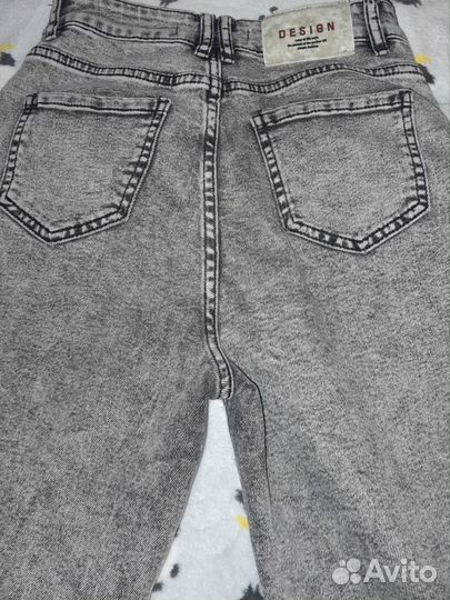 Джинсы женские широкие серые