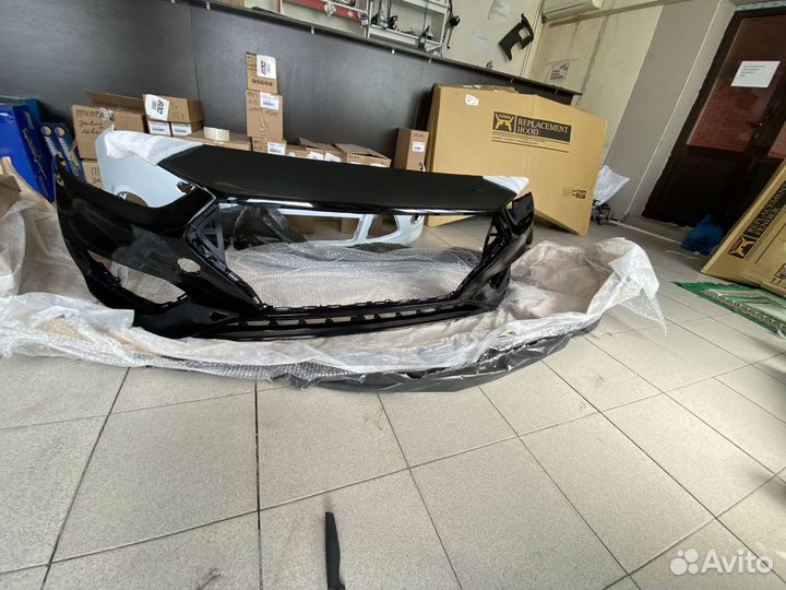 Бампер передний hyundai solaris 2017 черный