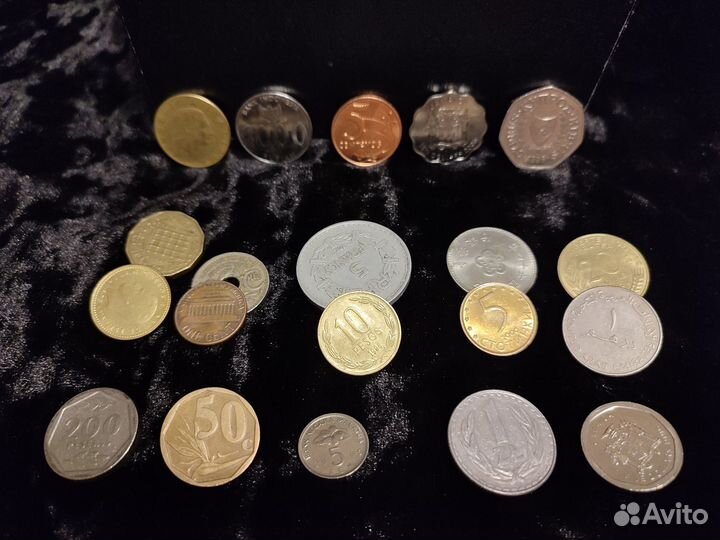 Набор иностранных монет 20 шт экзотика