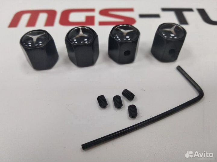 Колпачки на ниппели Mercedes с антикражей Black