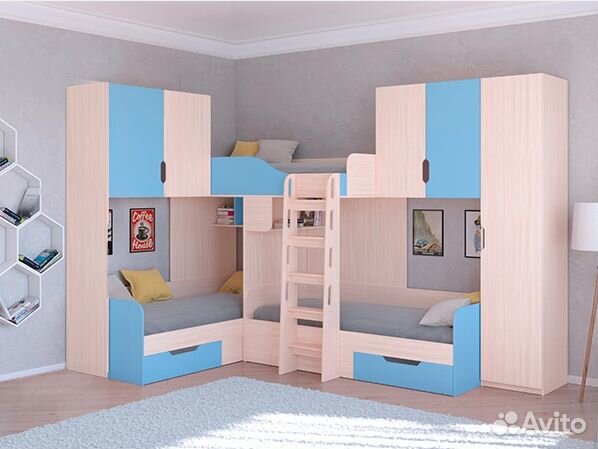 Кровать со шкафом/П и антресолями Дуб Молочный