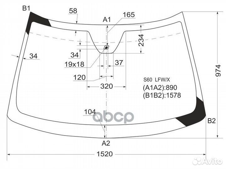 Стекло лобовое + дд volvo S60 00-09/volvo V70 0